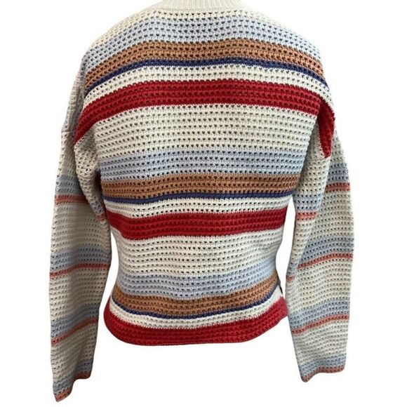 JOIE Ladies XS Striped Sweater Crochet Open Weave Crop Top Multicolor Diza - Picture 2 of 6